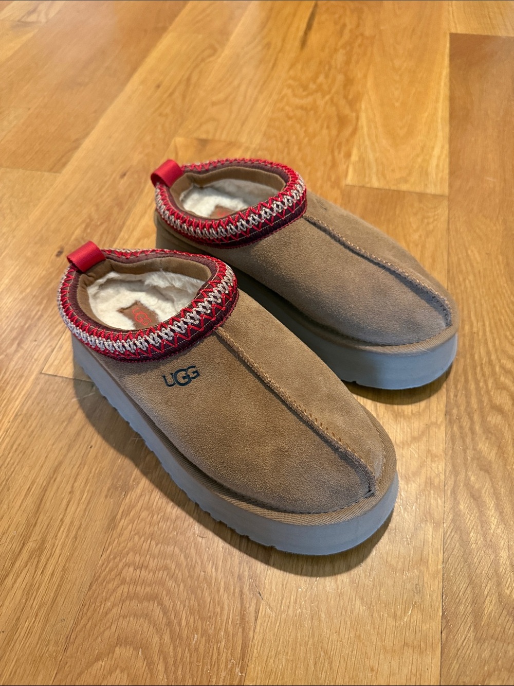 UGG Tazz suede mule slippers in Chestnut
